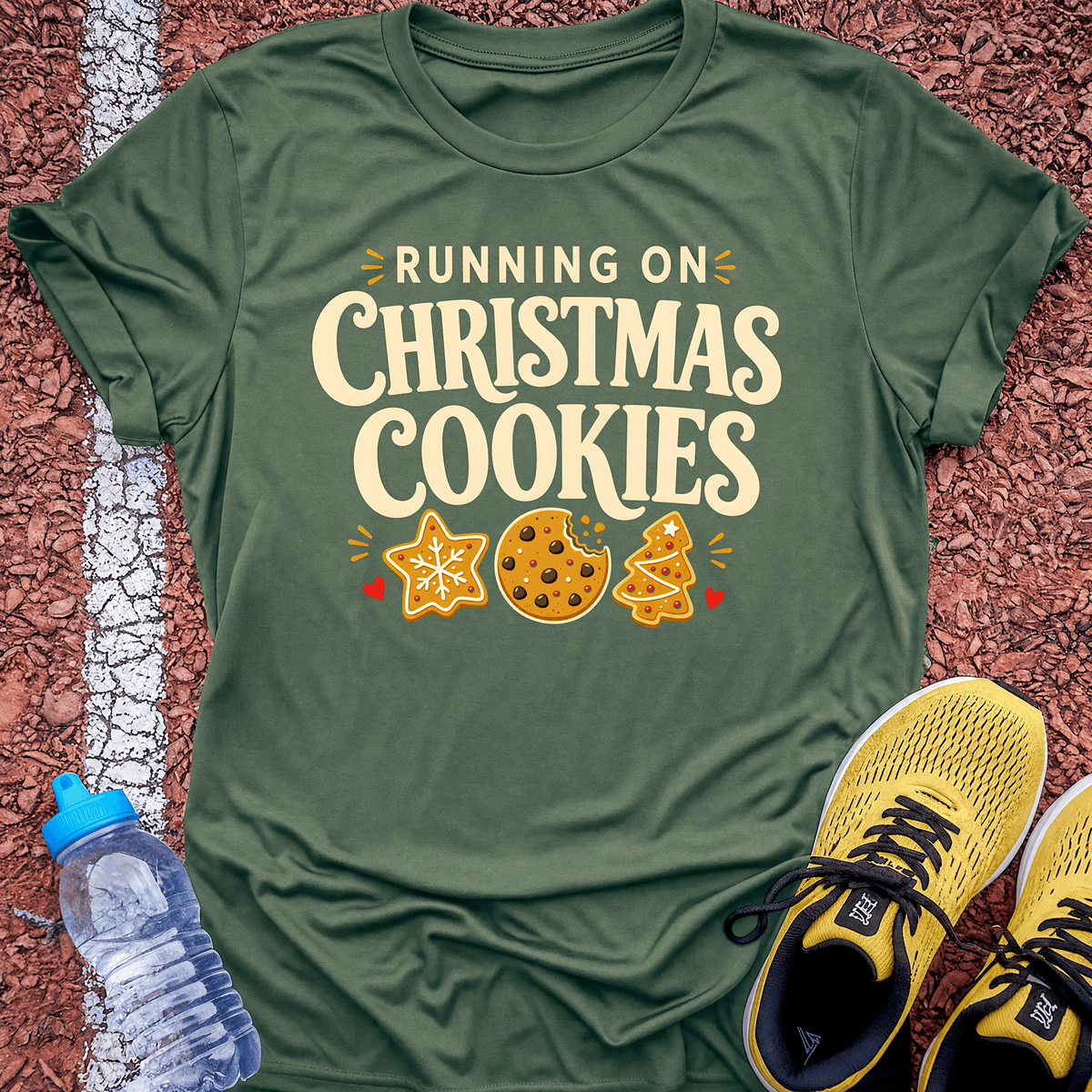 Running on Cookies T-Shirt - Military Green