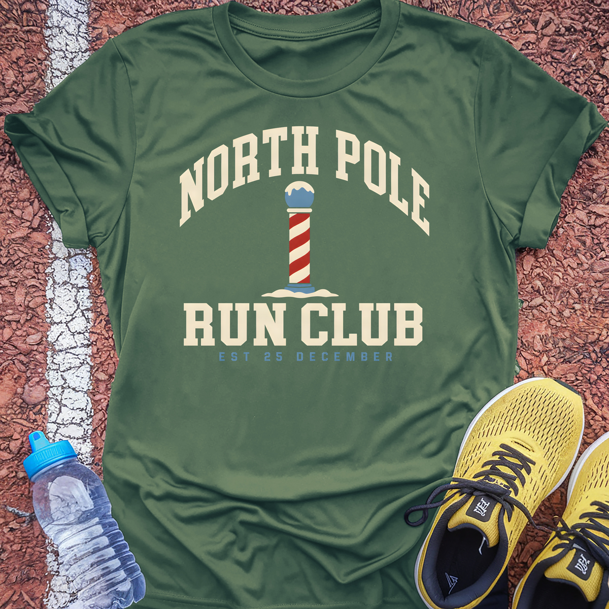 North Pole Run Club T-Shirt - Military Green
