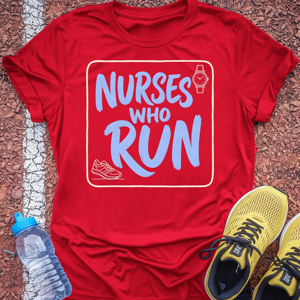 Nurses Who Run t-shirt — Red