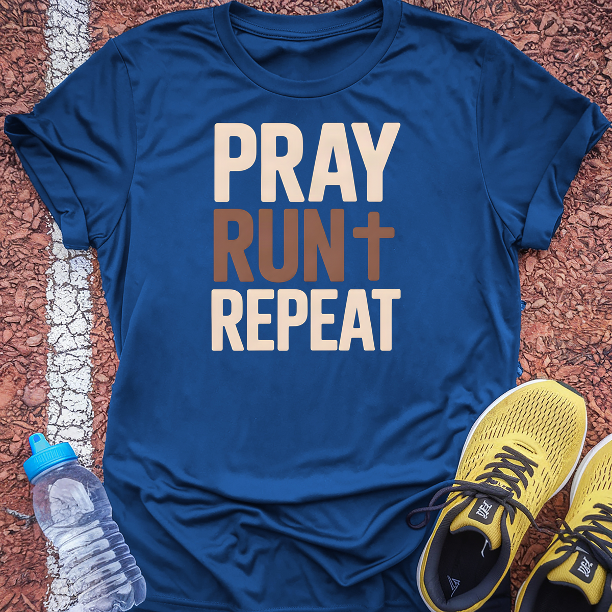 Pray Run Repeat Tech Tee - True Royal
