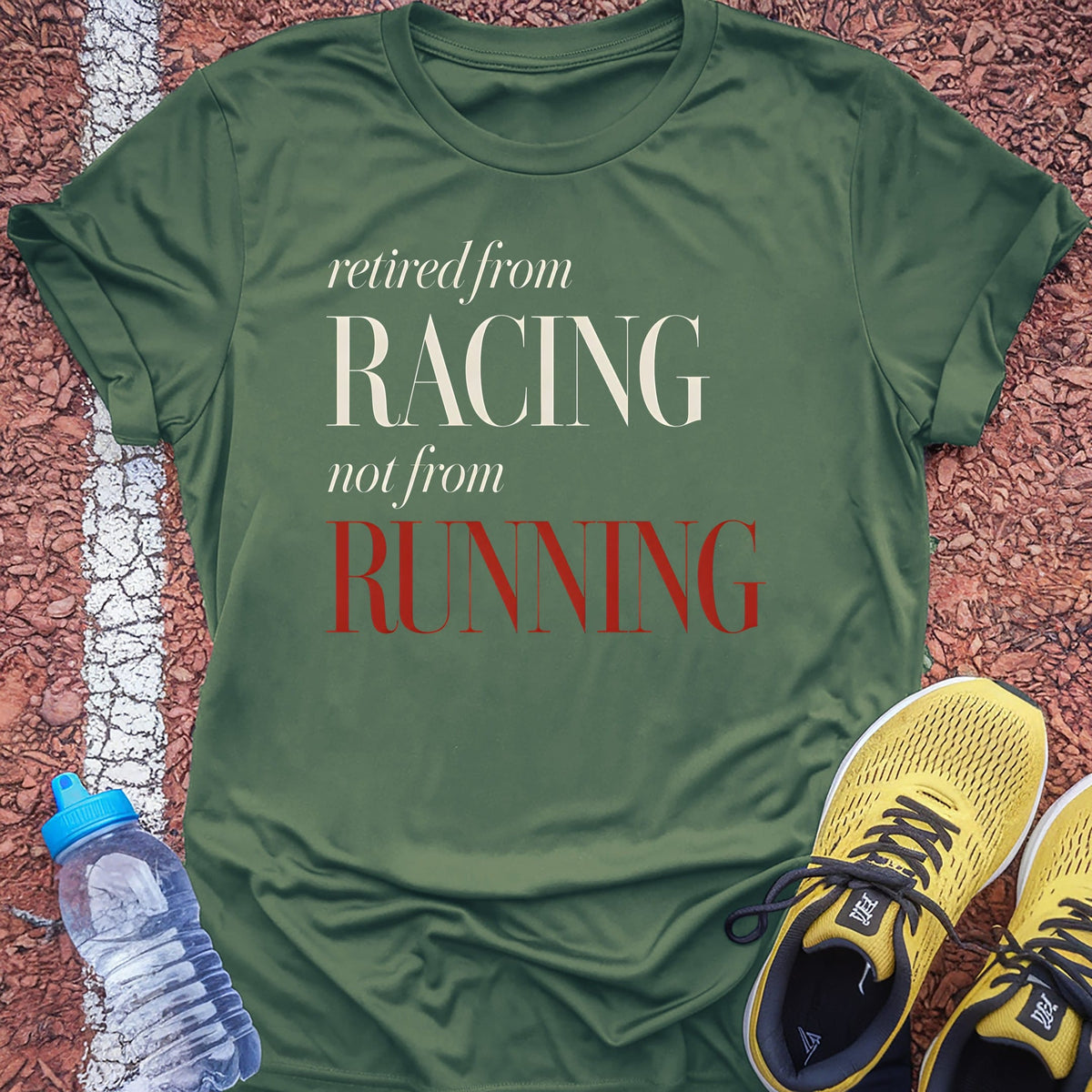 Retired From Racing t-shirt ā Military Green