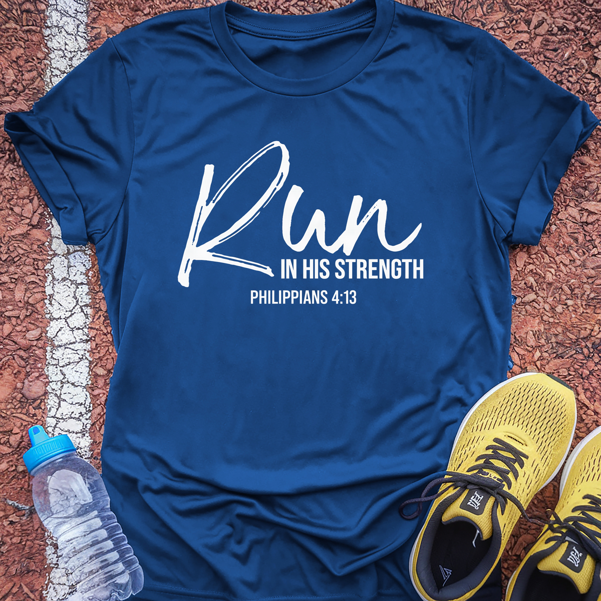 Run In His Strength Tech Tee - True Royal