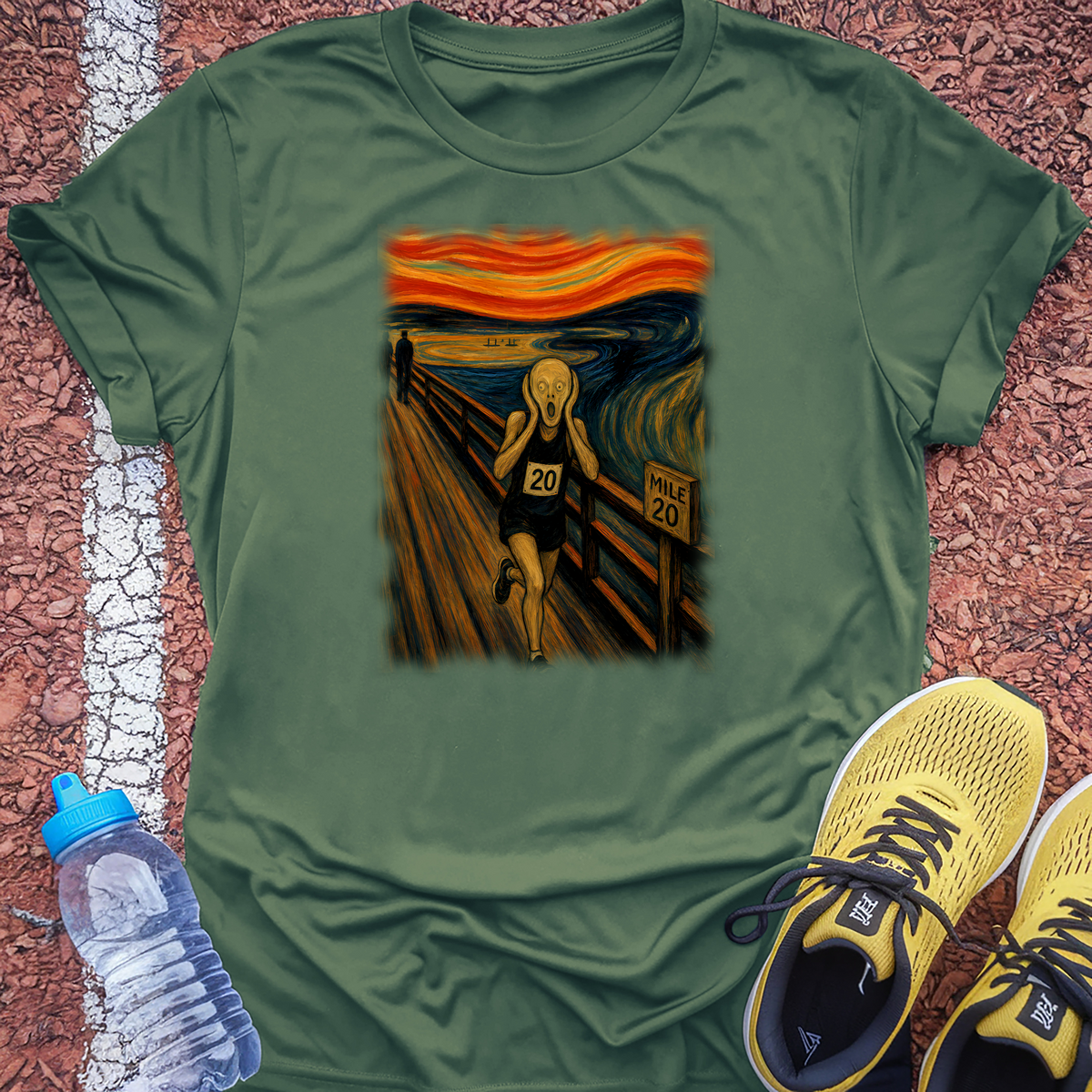 The Scream at Mile 20 T-Shirt - Military Green