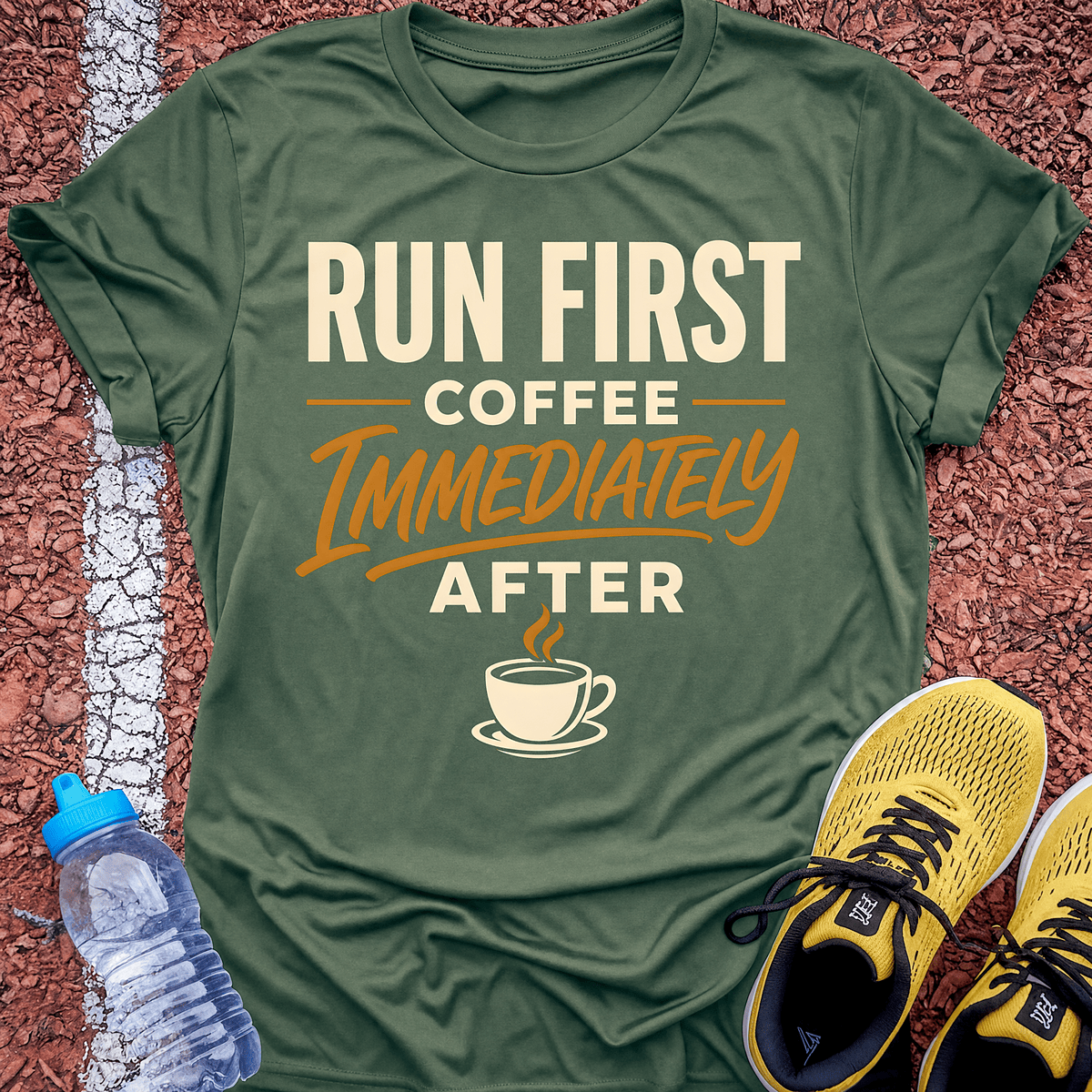 Run First, Coffee Immediately After - Military Green