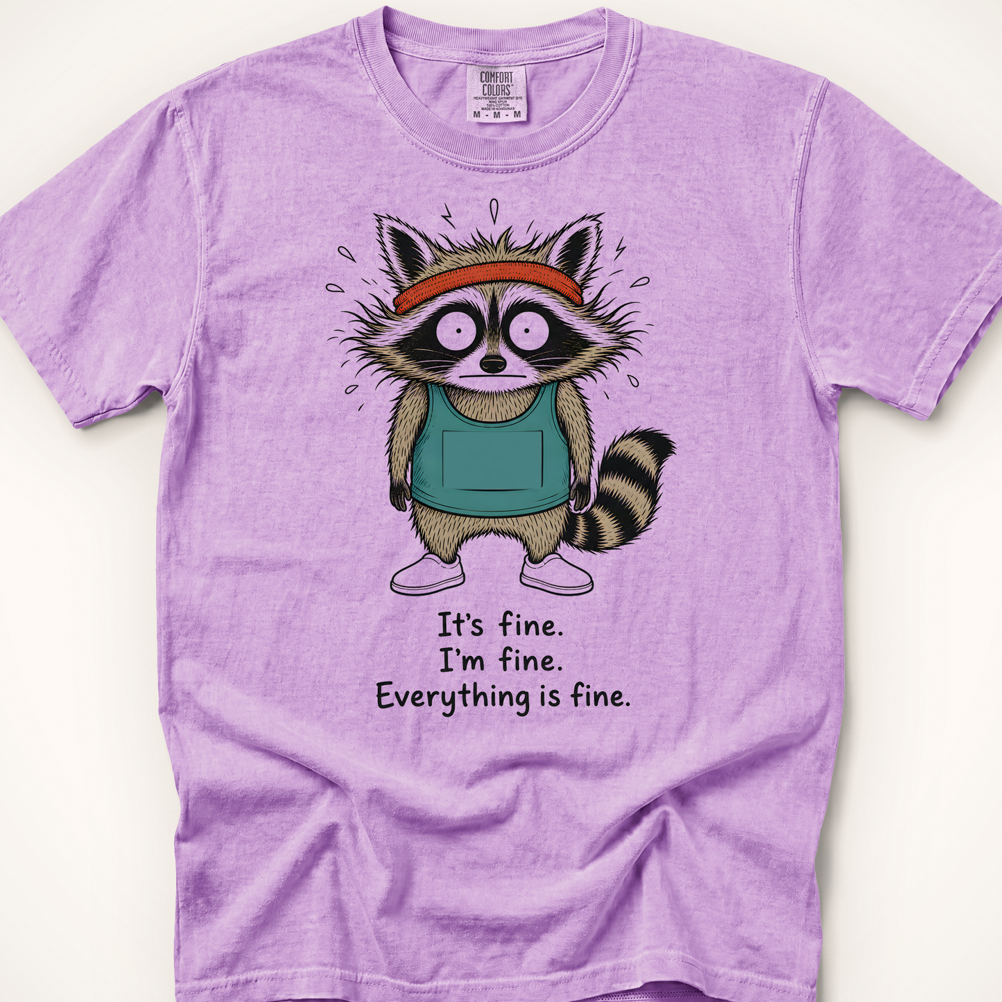 It's Fine Raccoon T-Shirt - Orchid