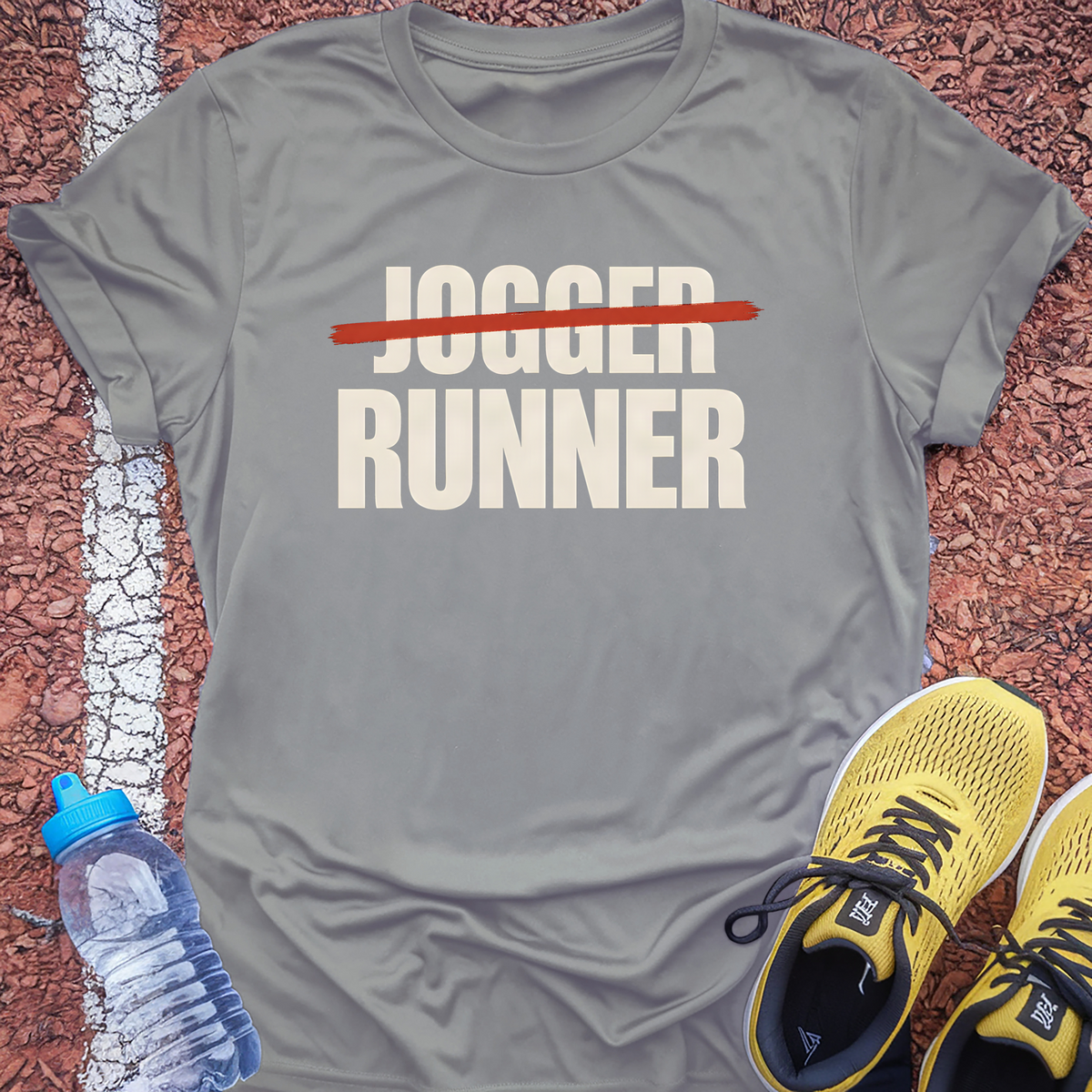 Jogger Struck Through Runner T-Shirt - Sport Grey