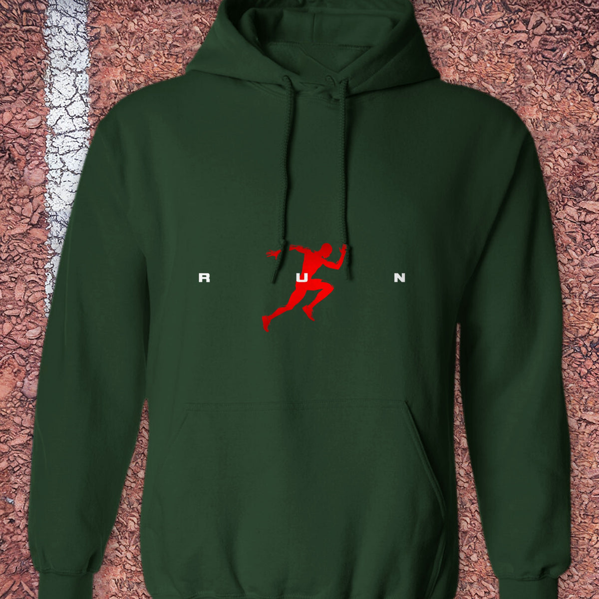 R U N Hoodie - Forest Green