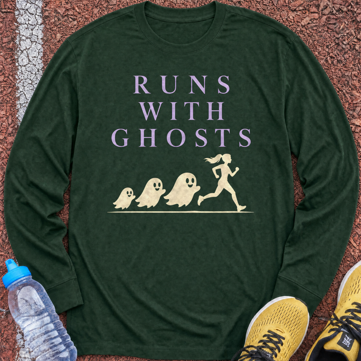 Runs With Ghosts Long Sleeve - Forest Green