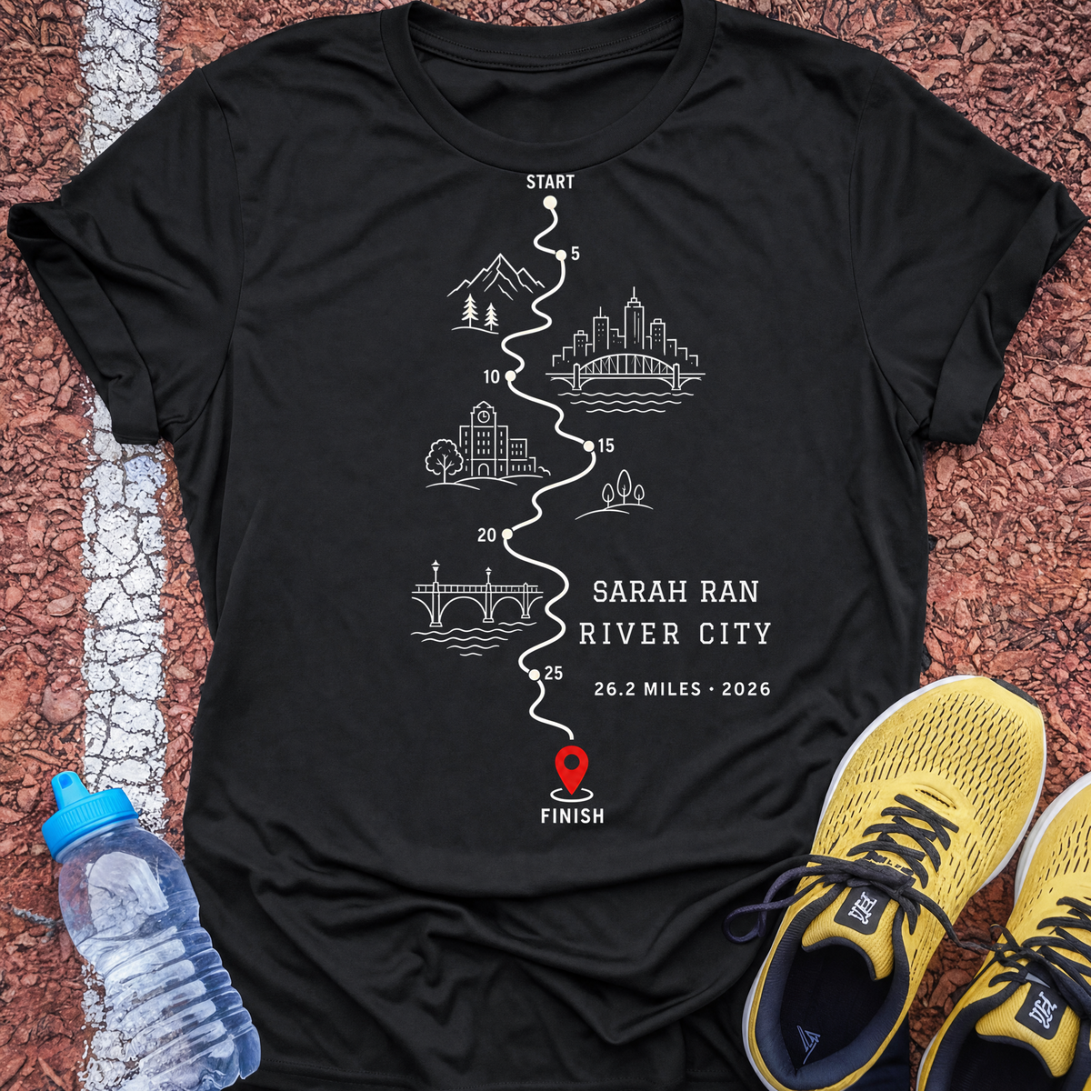 Personalised route map t-shirt