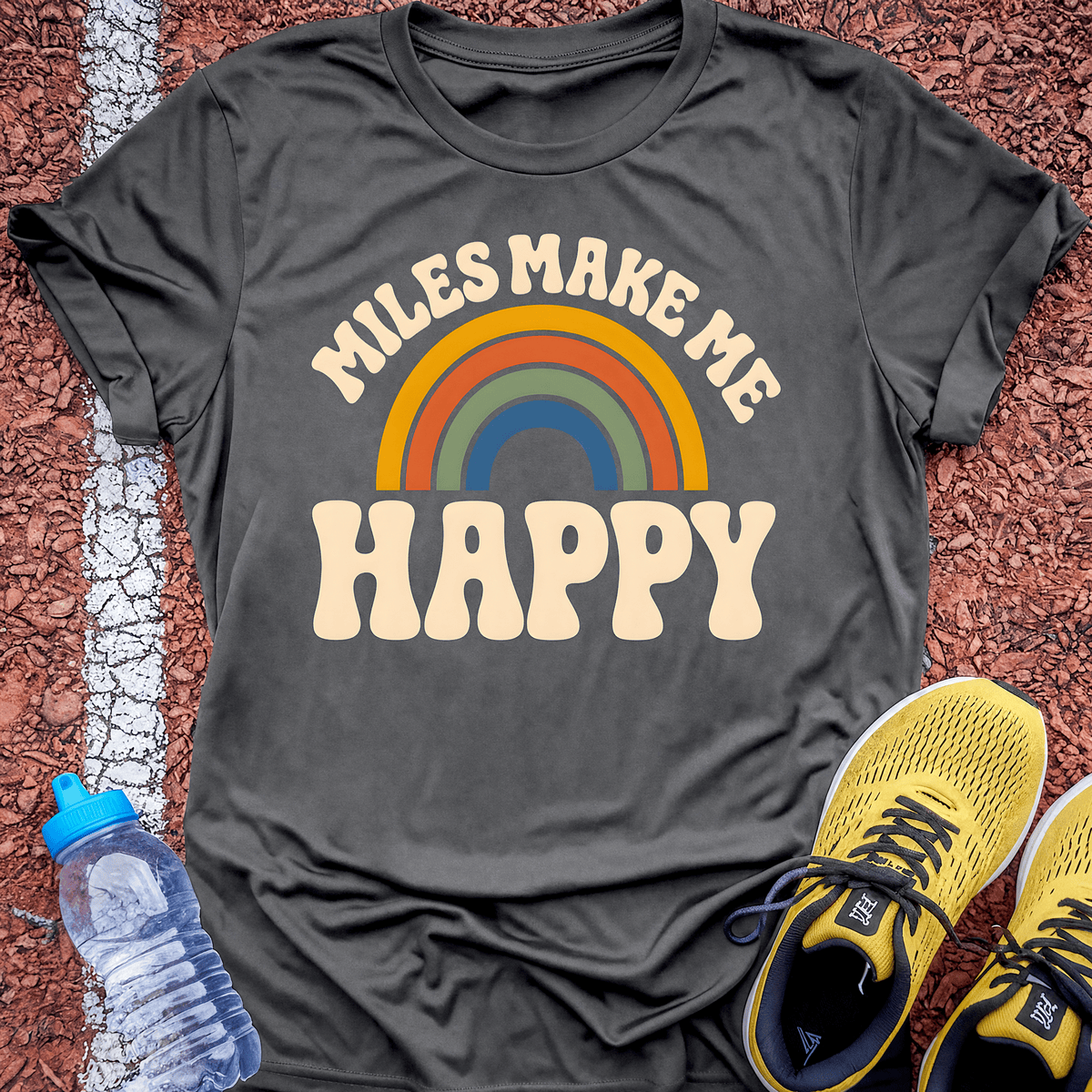 Miles Make Me Happy T-Shirt - Charcoal