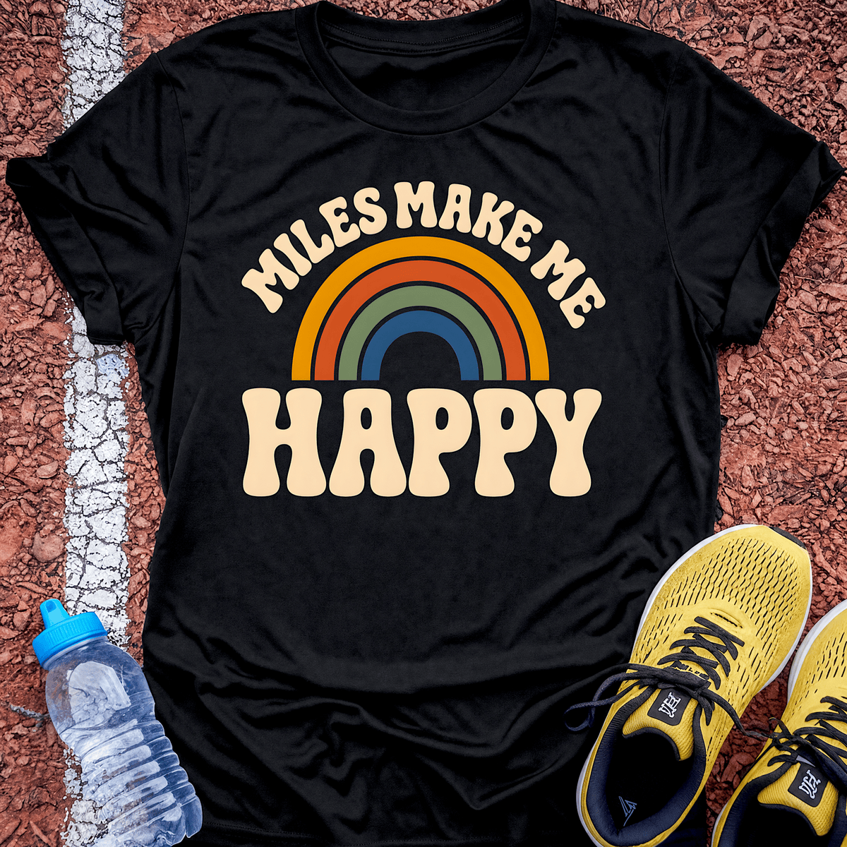 Miles Make Me Happy T-Shirt - Black
