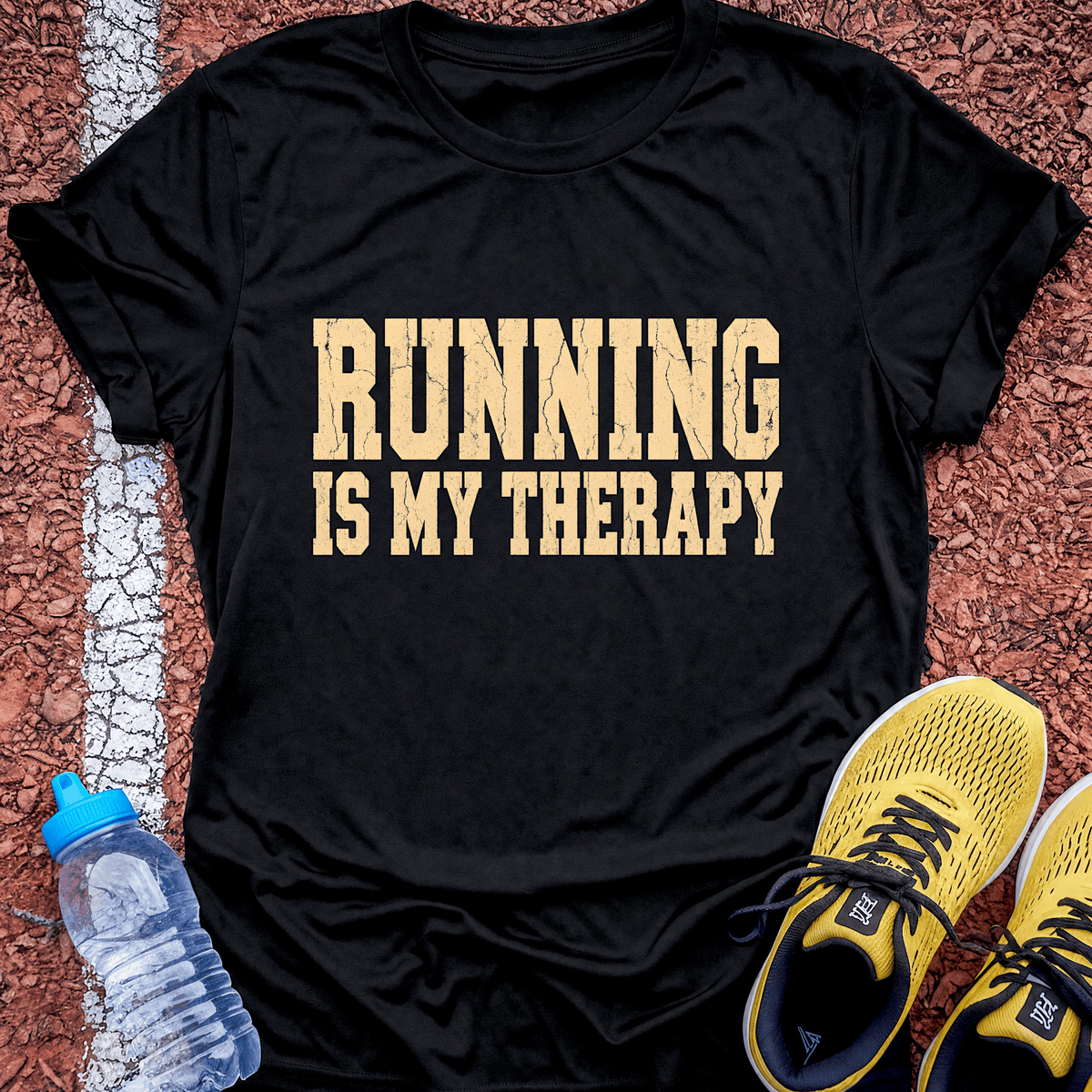Running Is My Therapy T-Shirt - Black