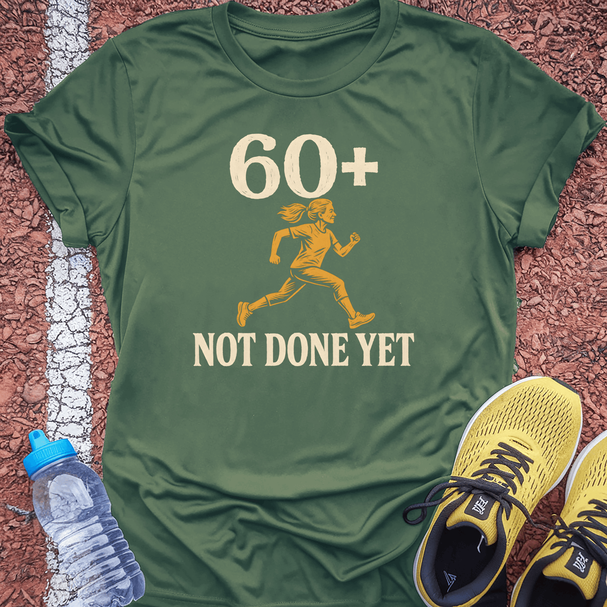 60 Plus Still Running T-Shirt - Military Green