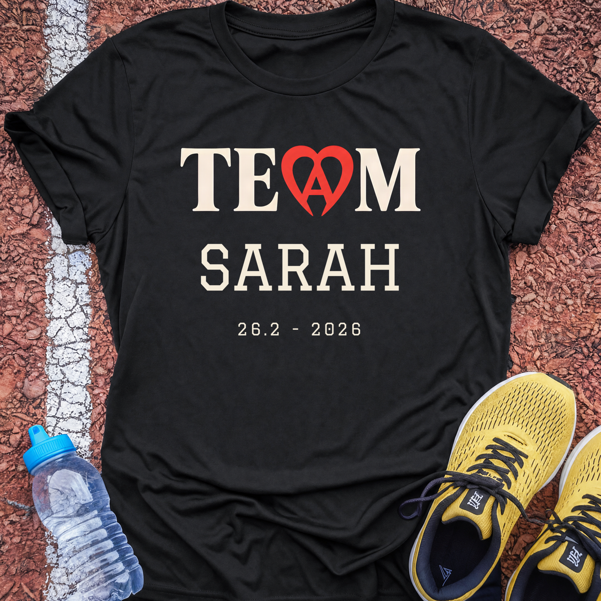 Team name heart t-shirt