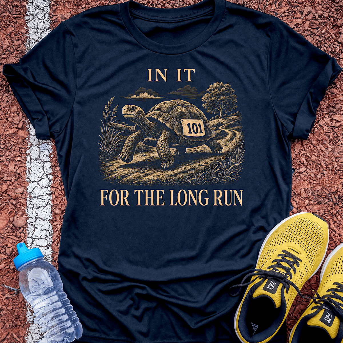 Tortoise Long Run T-Shirt - Navy
