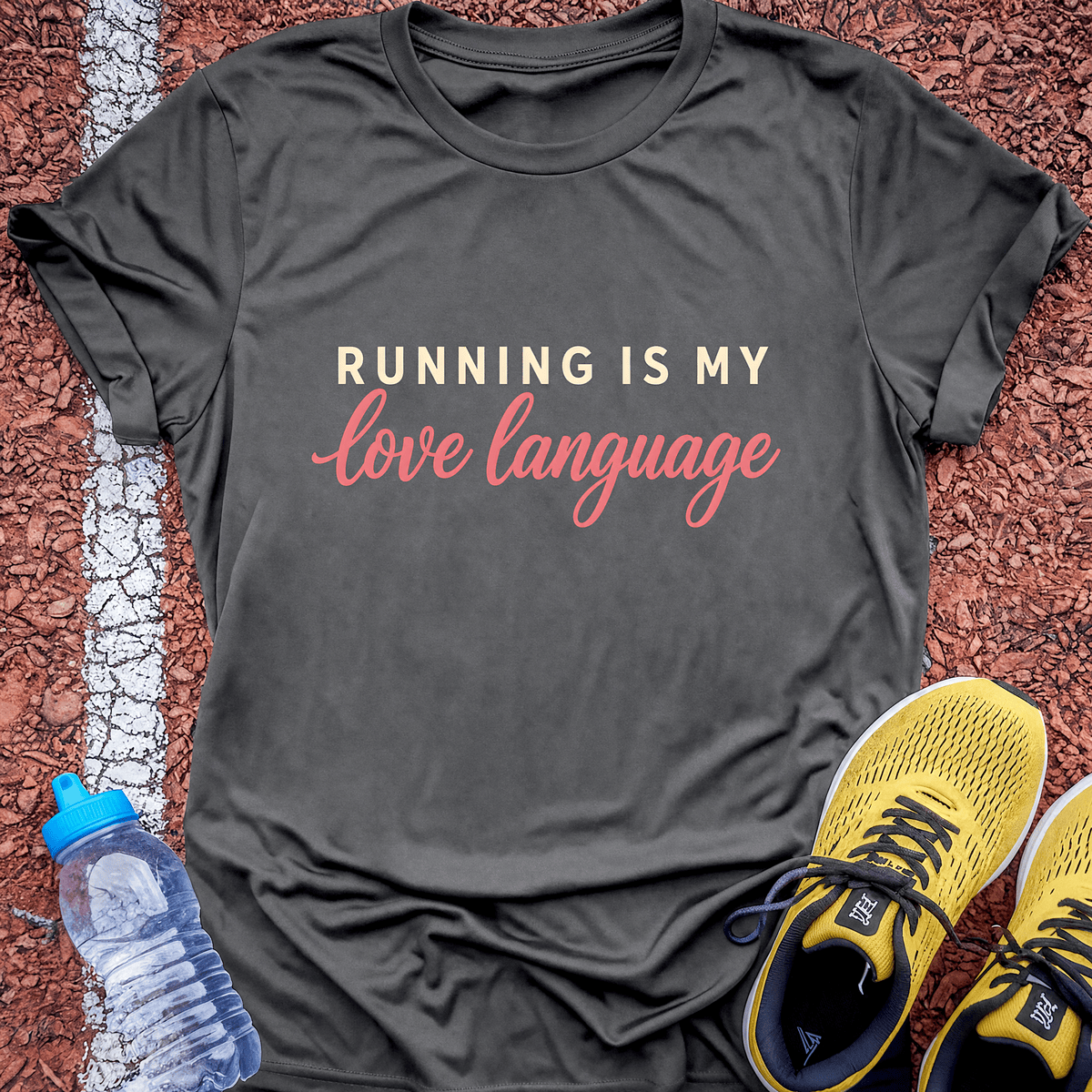 Running Is My Love Language T-Shirt - Charcoal