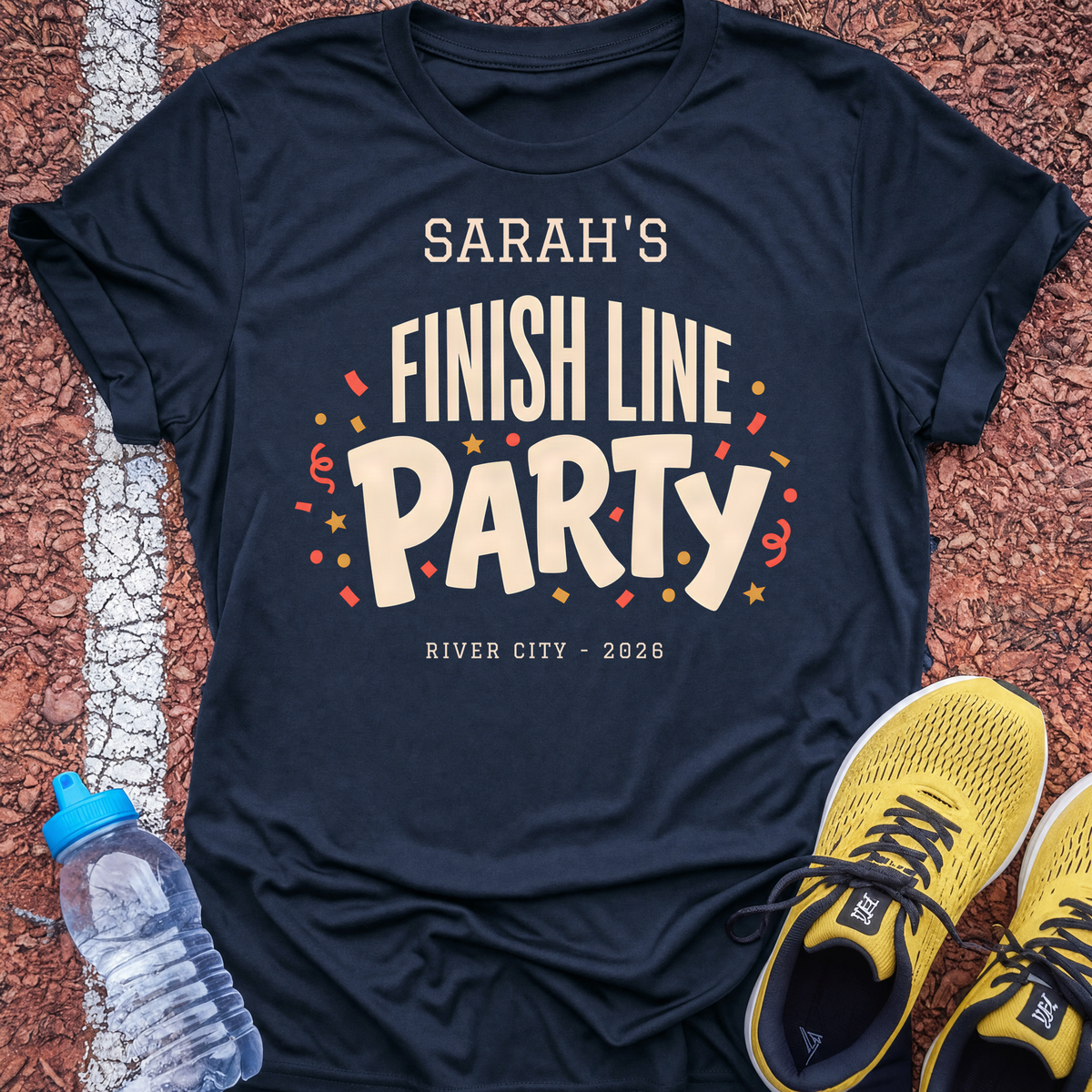 Personalised finish line party t-shirt