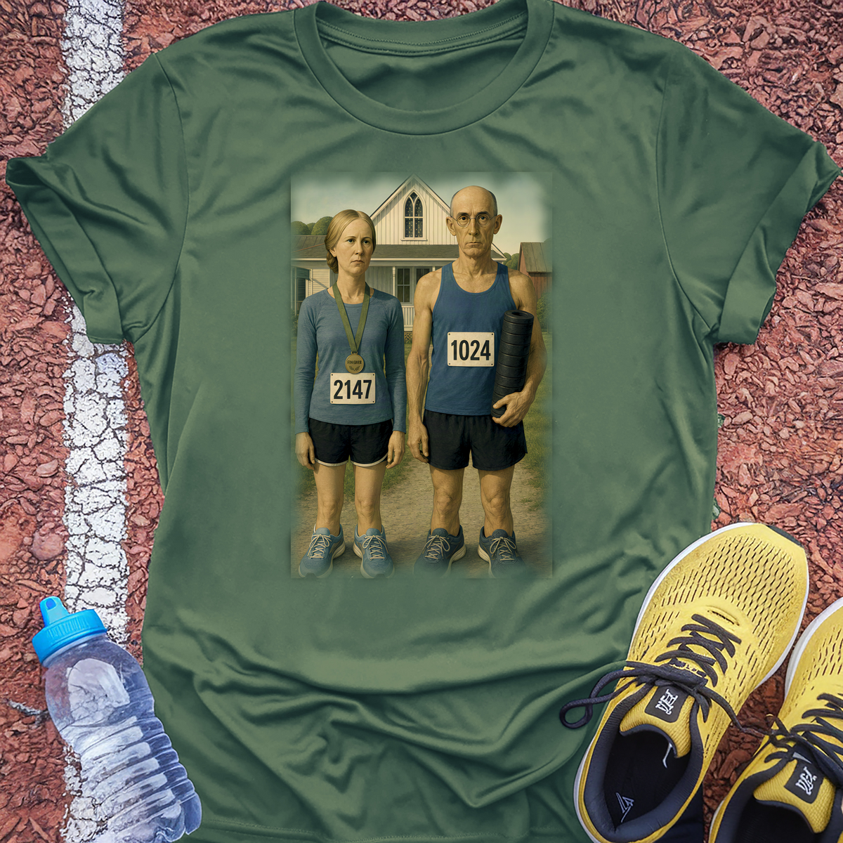 American Gothic Run Club T-Shirt - Military Green
