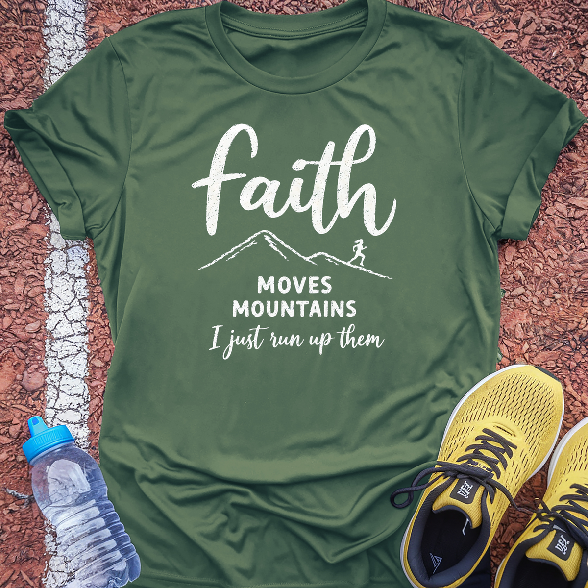 Faith Moves Mountains T-Shirt - Military Green