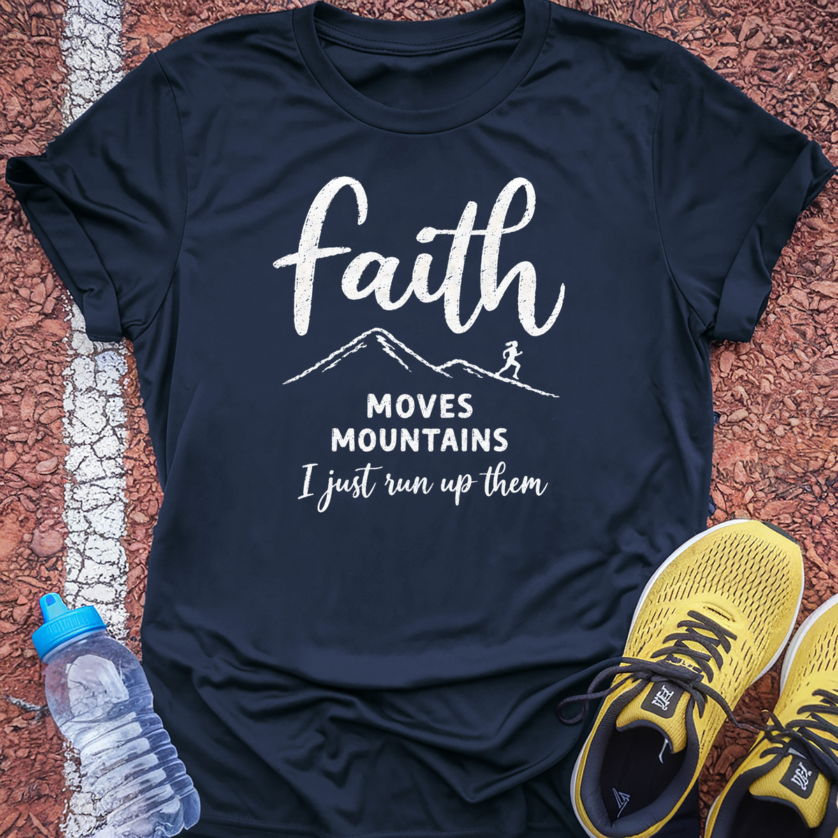 Faith Moves Mountains T-Shirt - Navy