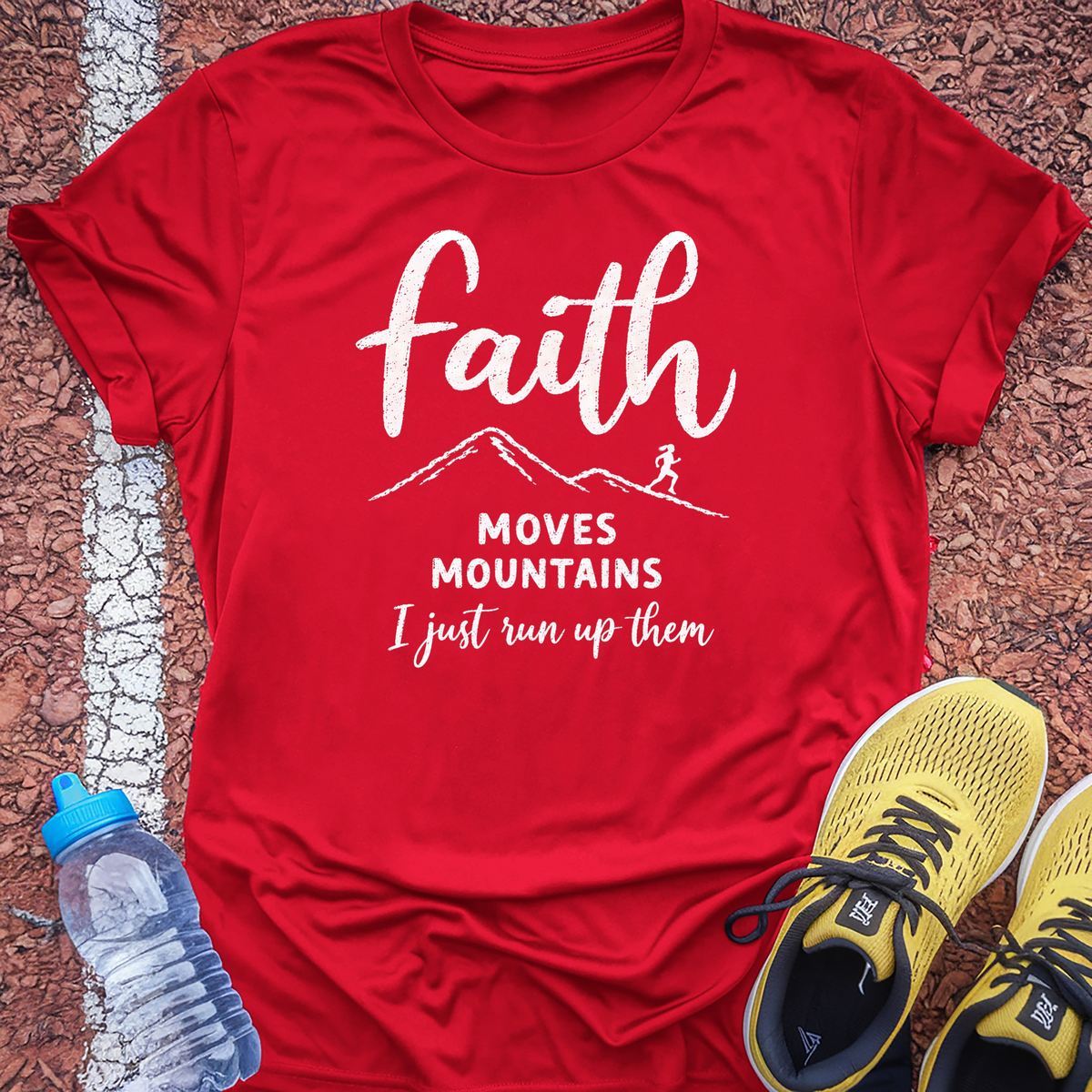 Faith Moves Mountains T-Shirt - Red