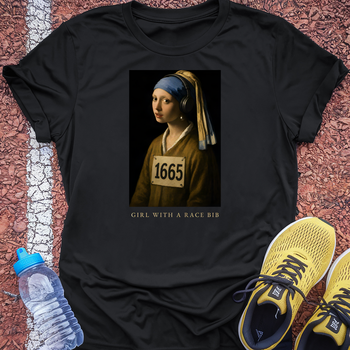 Girl with a Race Bib T-Shirt - Black