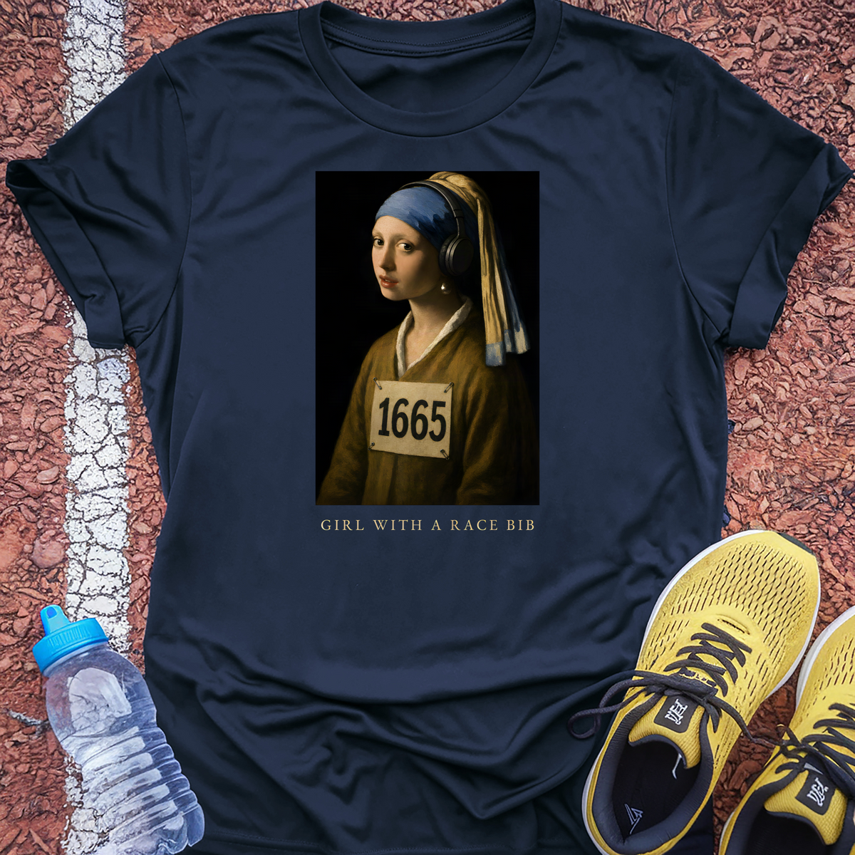 Girl with a Race Bib T-Shirt - Navy