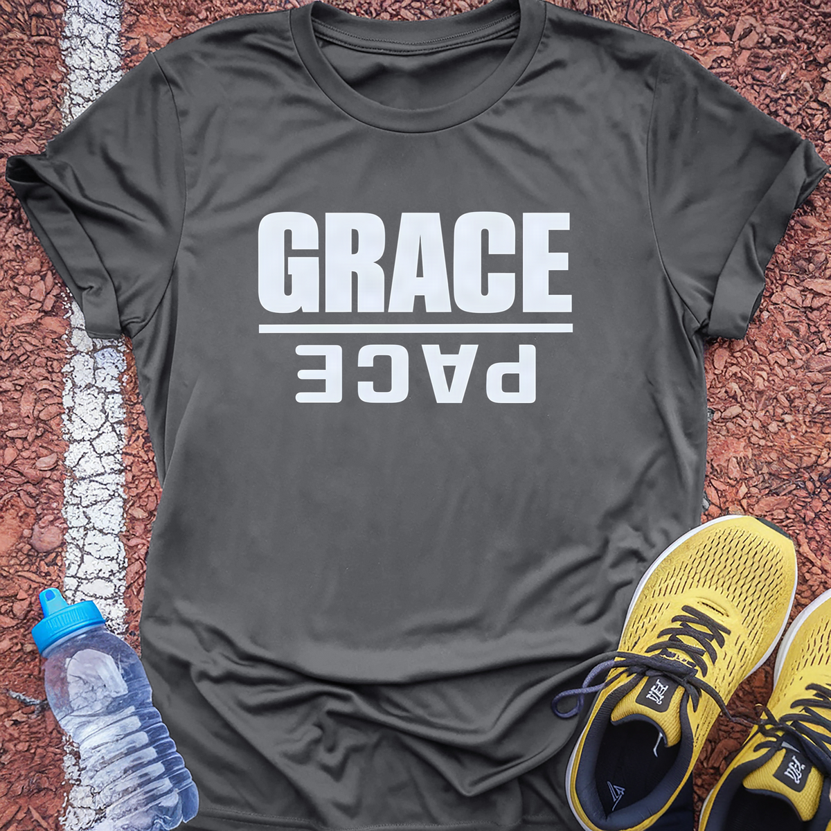 Grace Over Pace Tech Tee - Grey Concrete