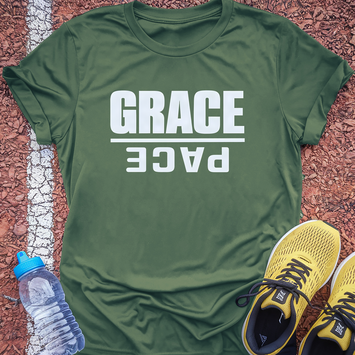 Grace Over Pace Tech Tee - Forest Green