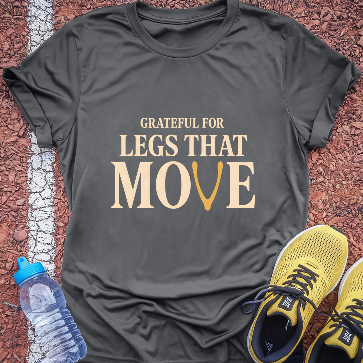 Grateful for Legs That Move t-shirt — Charcoal