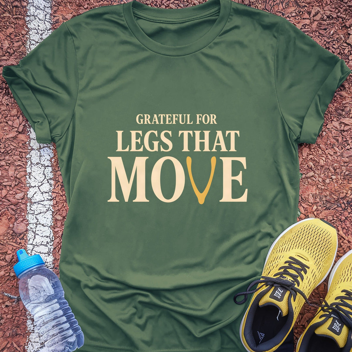 Grateful for Legs That Move t-shirt — Military Green