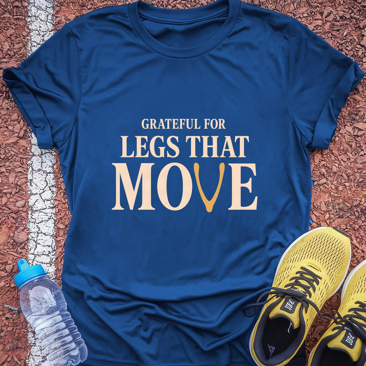 Grateful for Legs That Move t-shirt — Royal