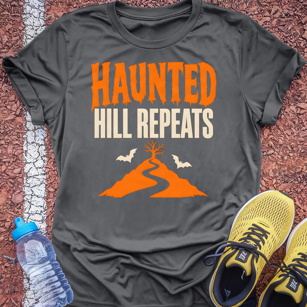 Haunted Hill Repeats T-Shirt - Charcoal
