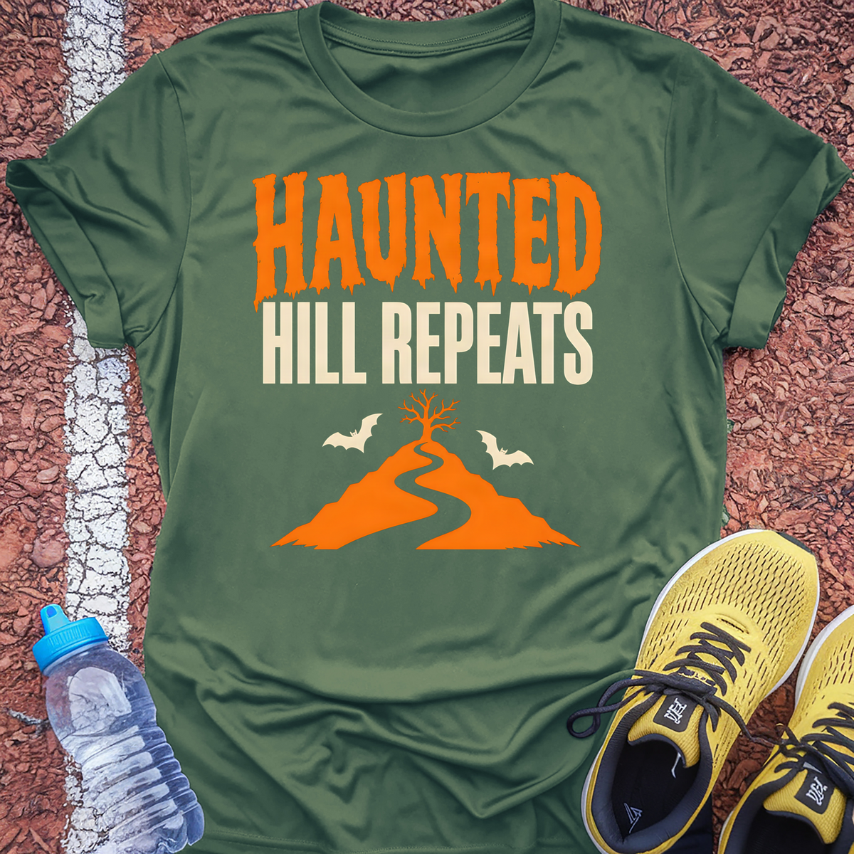 Haunted Hill Repeats T-Shirt - Military Green