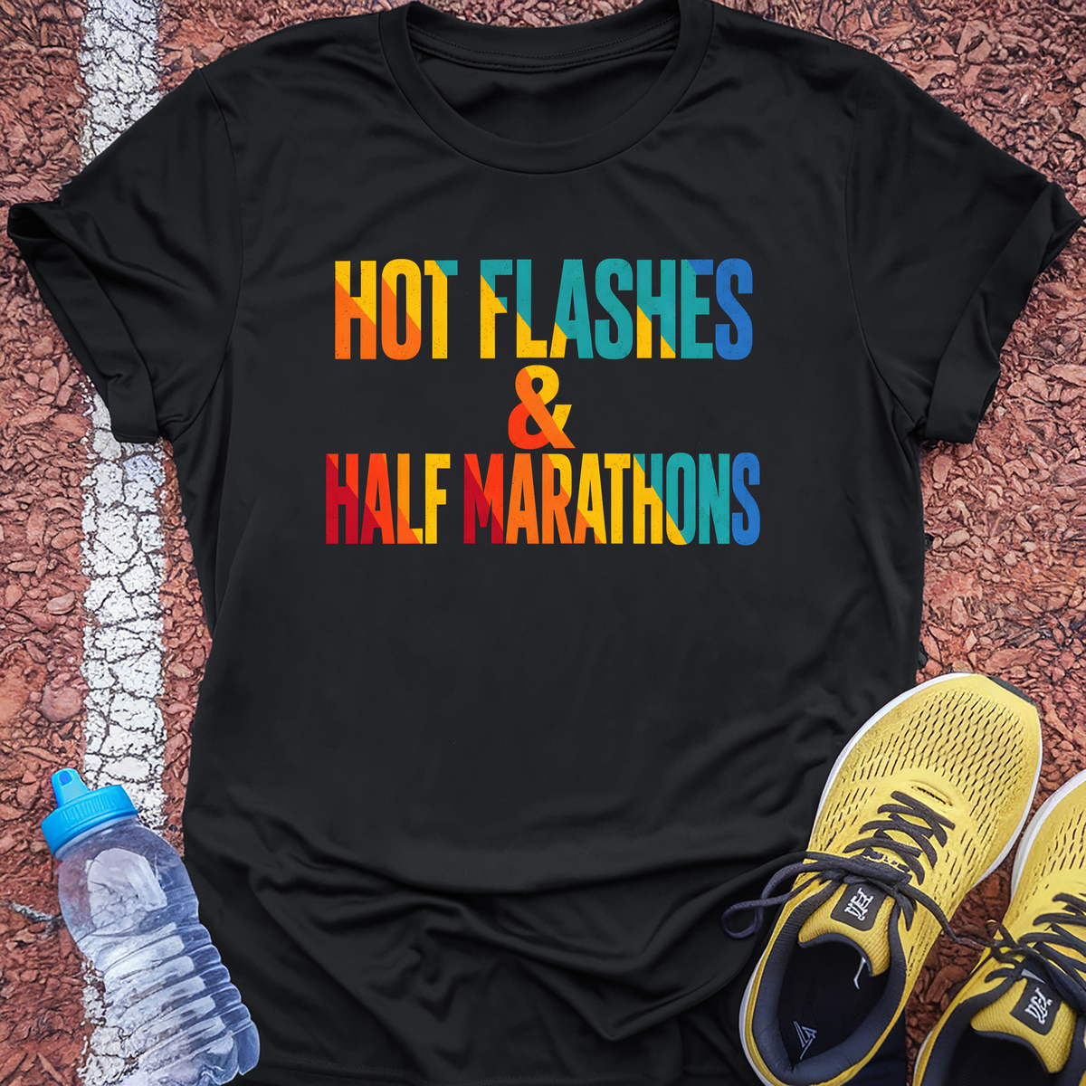 Hot Flashes and Half Marathons T-Shirt - Black