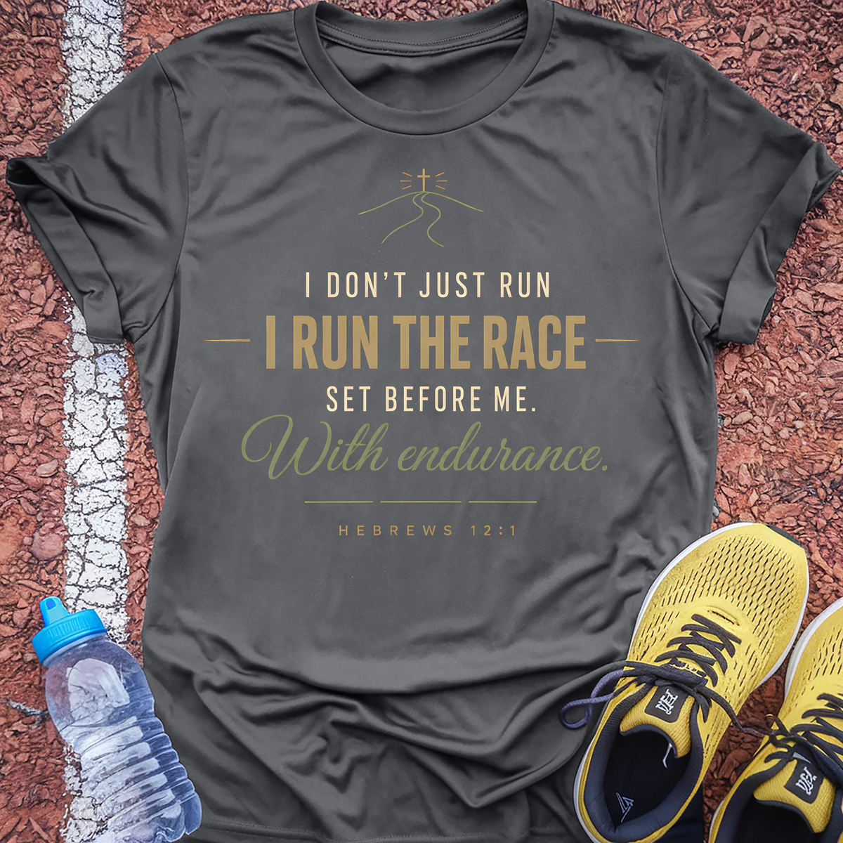 I Run the Race T-Shirt - Charcoal