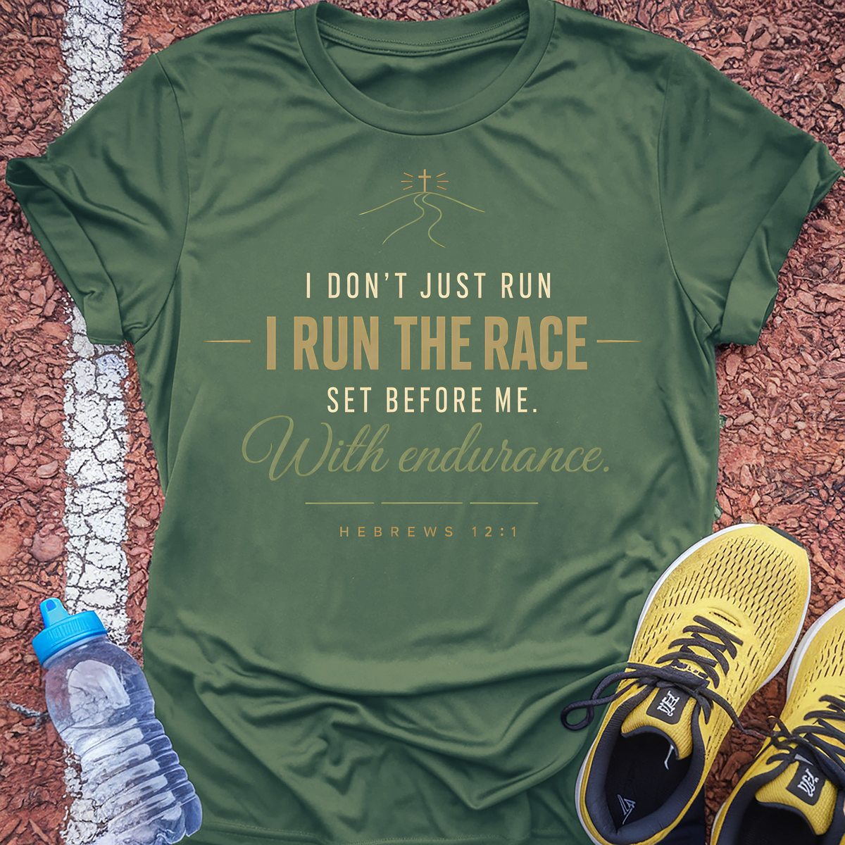 I Run the Race T-Shirt - Military Green