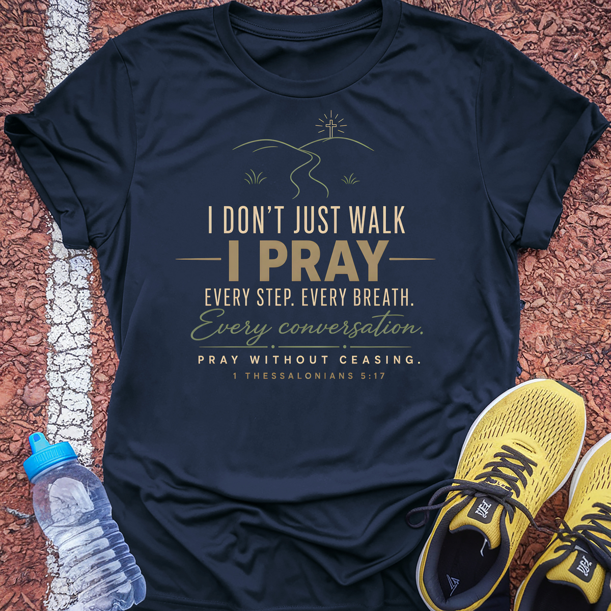 I Walk I Pray T-Shirt - Navy