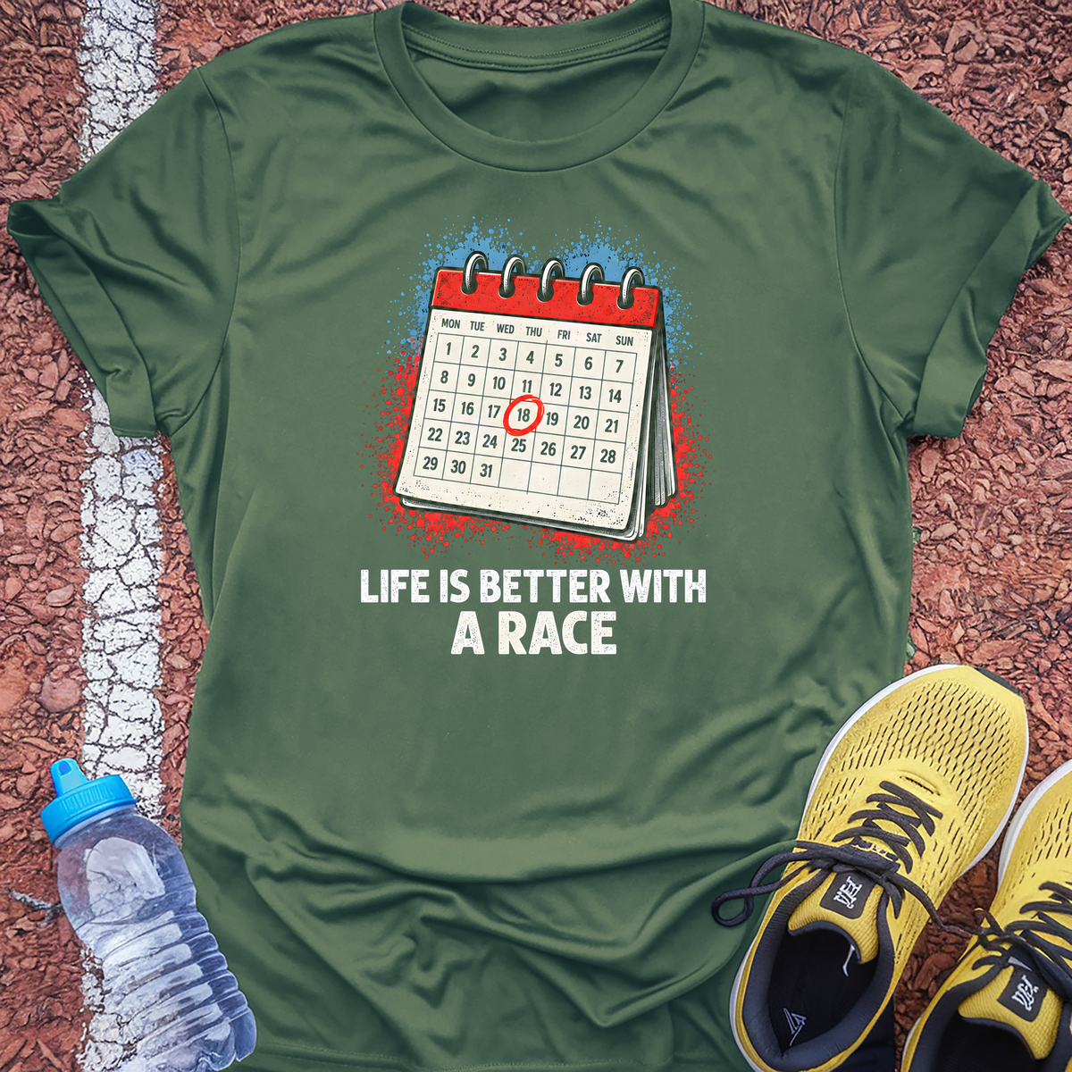 Life Is Better With a Race T-Shirt - Military Green