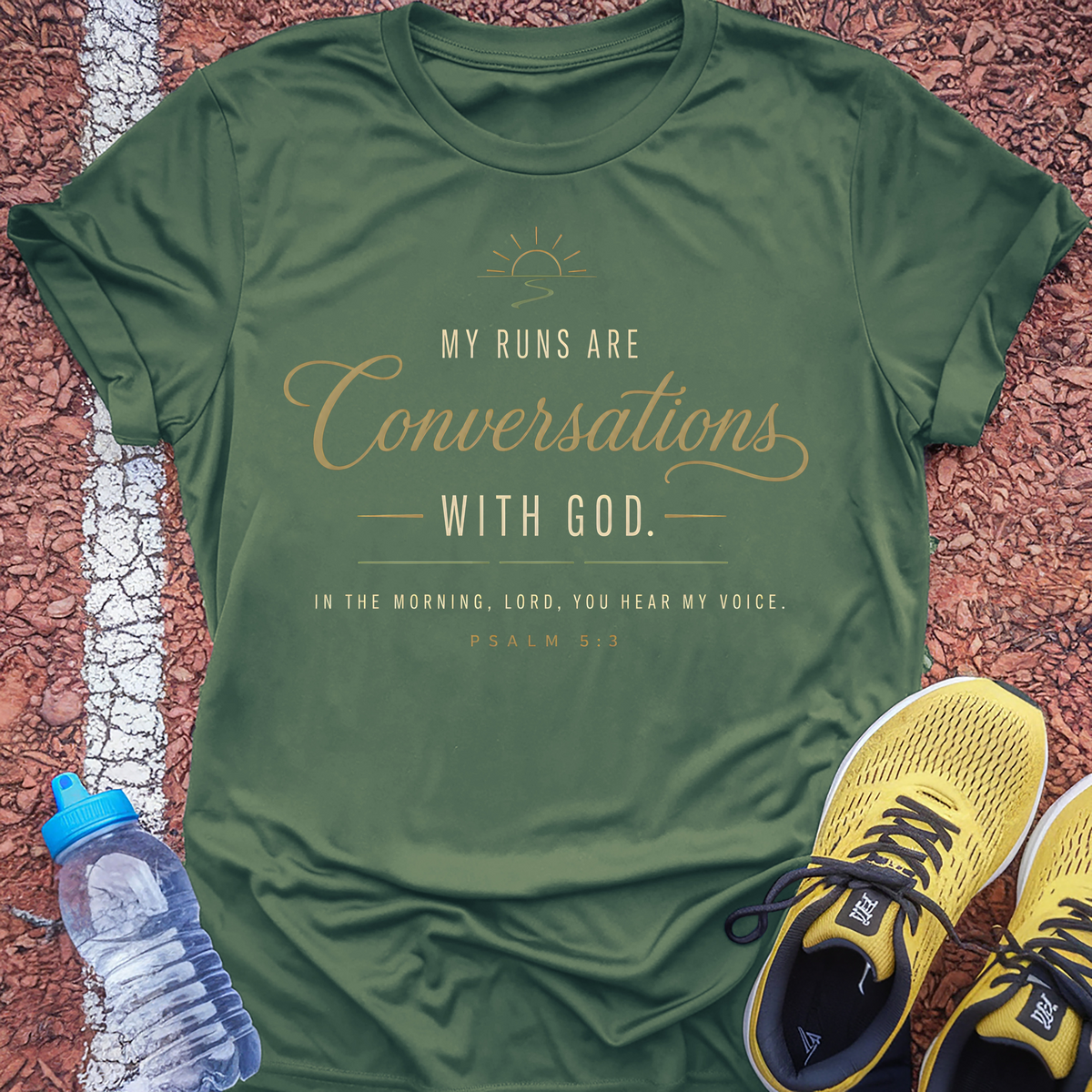 My Runs Are Conversations T-Shirt - Military Green