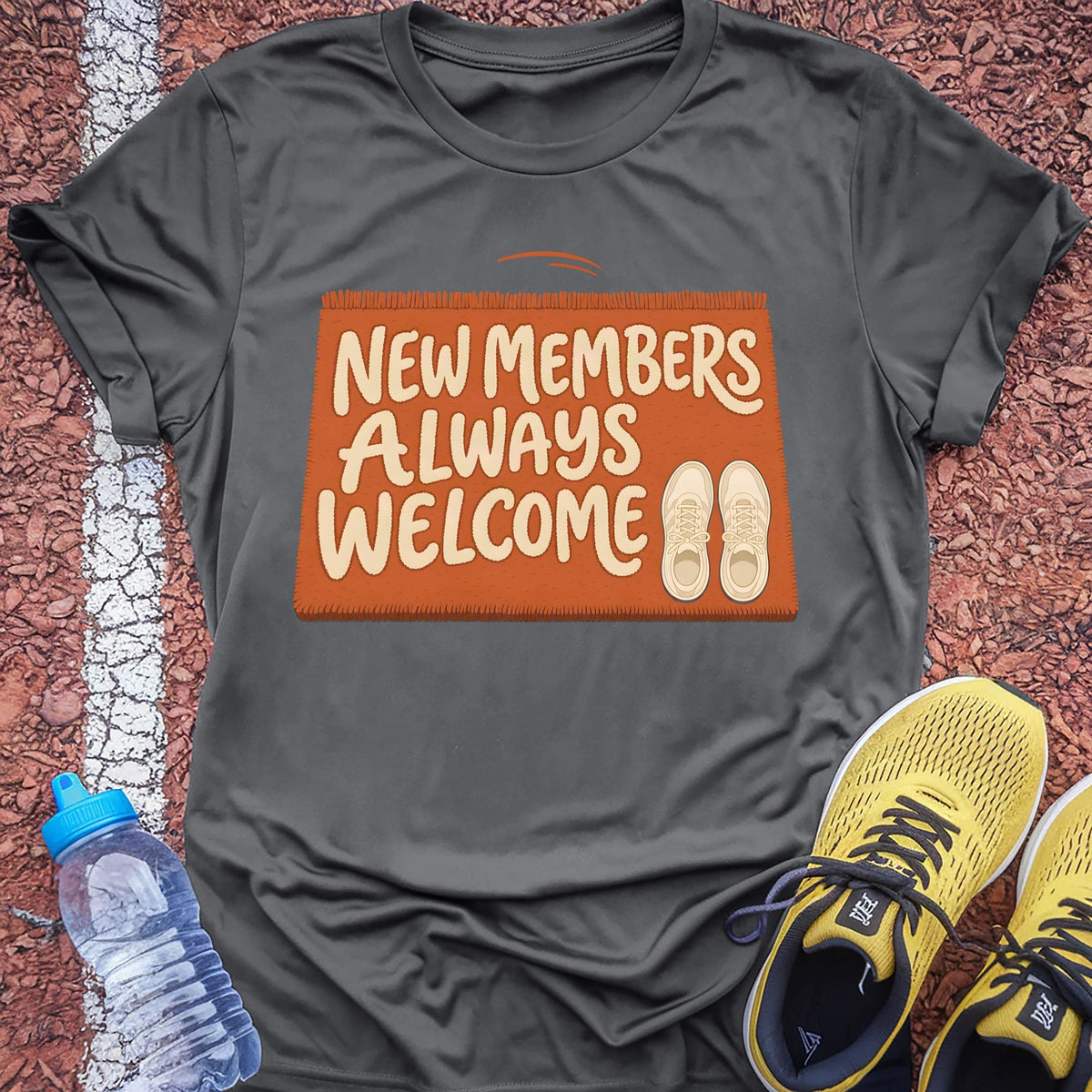 New Members Always Welcome t-shirt — Charcoal