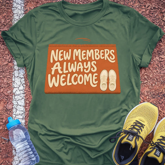 New Members Always Welcome t-shirt — Military Green