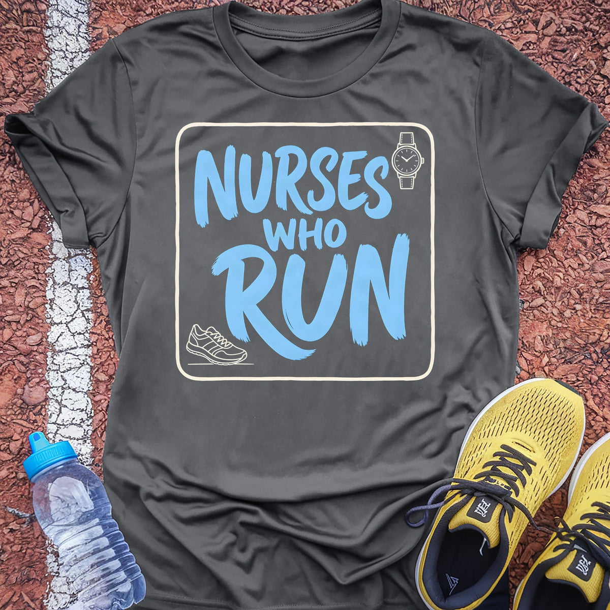 Nurses Who Run t-shirt — Charcoal
