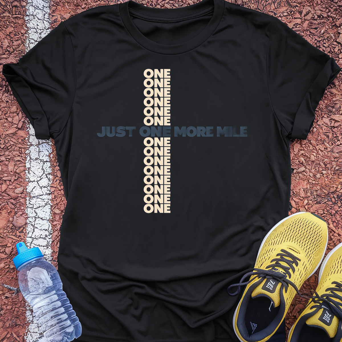 Just One More Mile Navy T-Shirt - Black