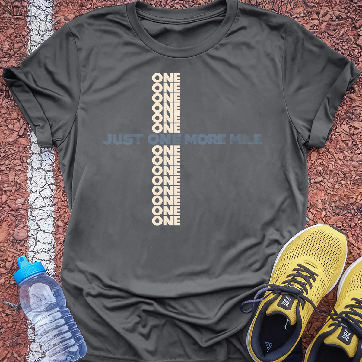 Just One More Mile Navy T-Shirt - Charcoal