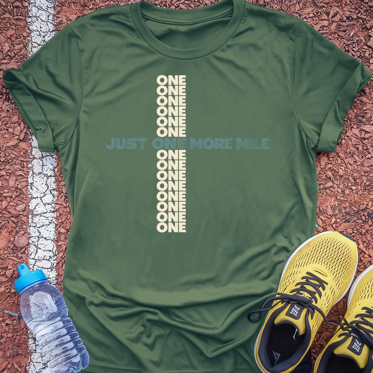 Just One More Mile Navy T-Shirt - Military Green