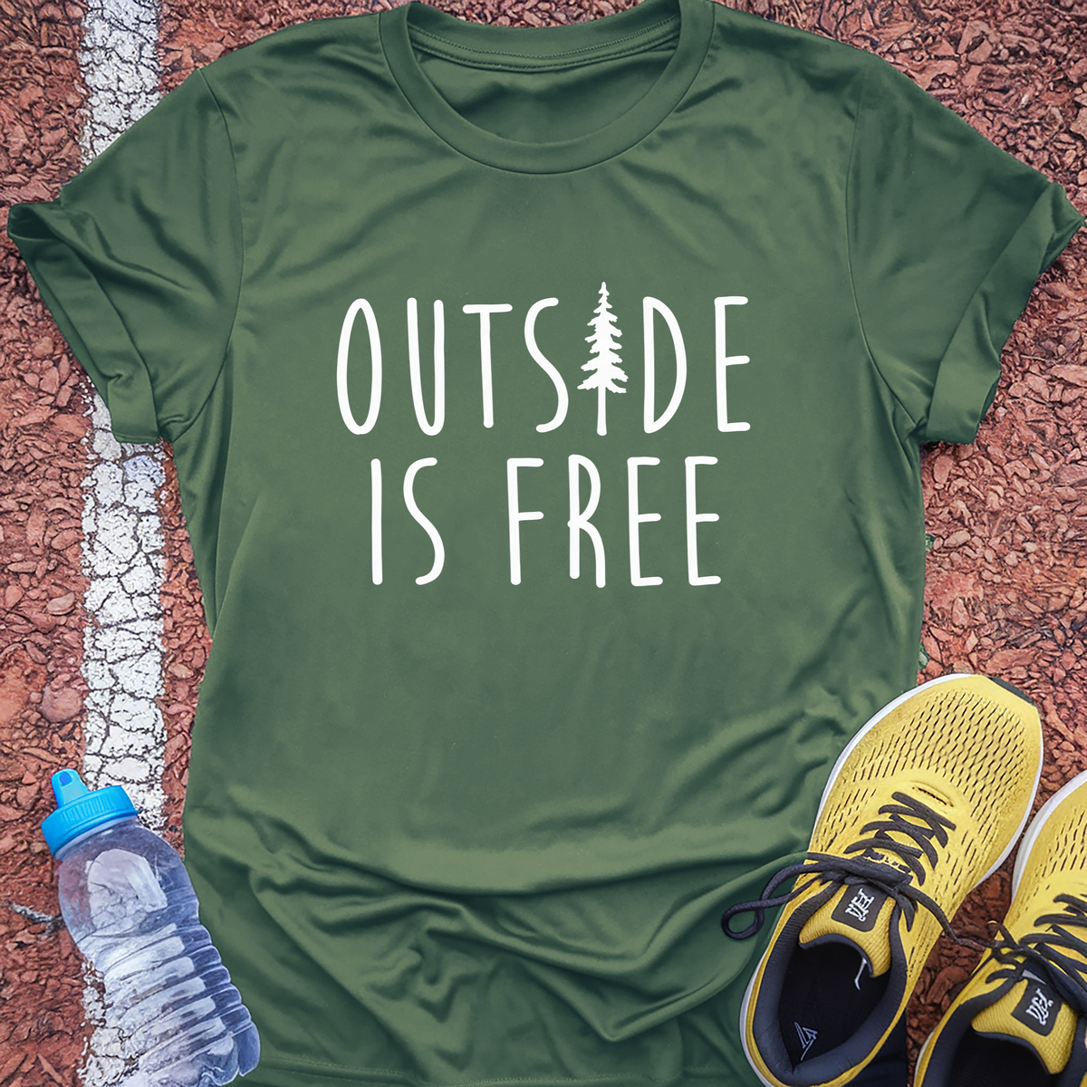 Outside Is Free T-Shirt - Military Green