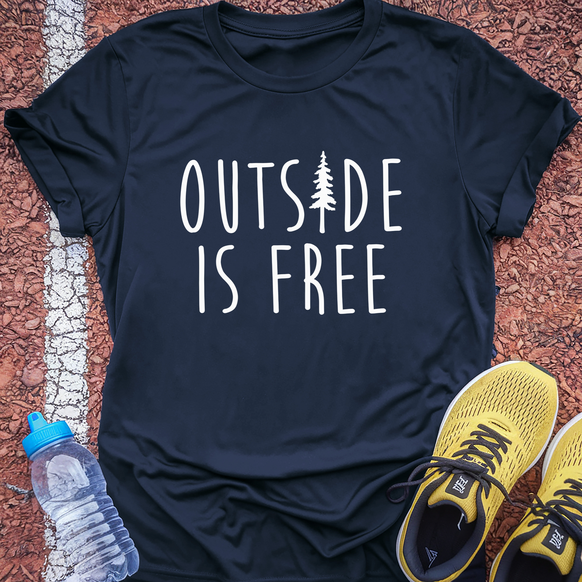 Outside Is Free T-Shirt - Navy