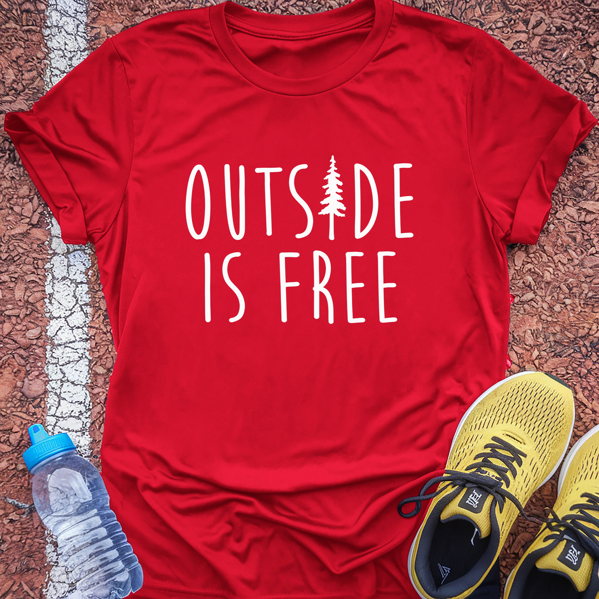 Outside Is Free T-Shirt - Red