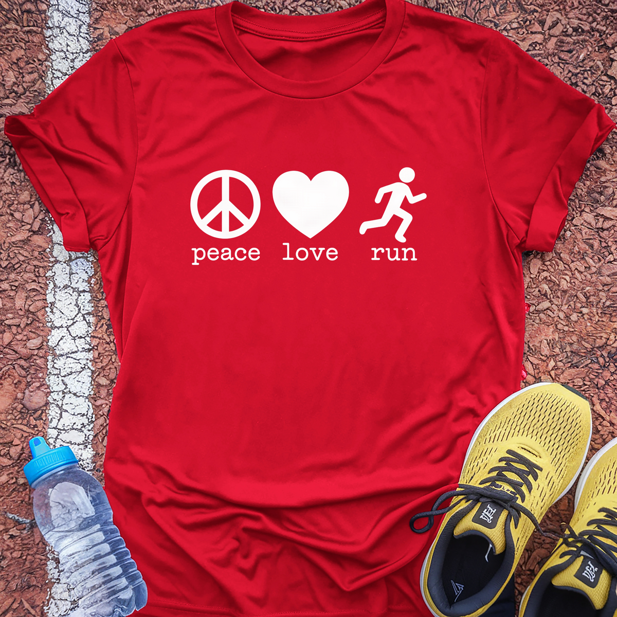 Peace Love Run T-Shirt - Red